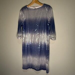 Maia Sequin Dress Ombre Party Cocktail Sparkly Silver Blue Size 8